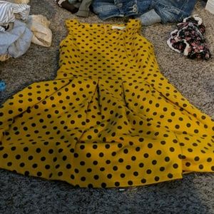 Yellow and black polka dot dress